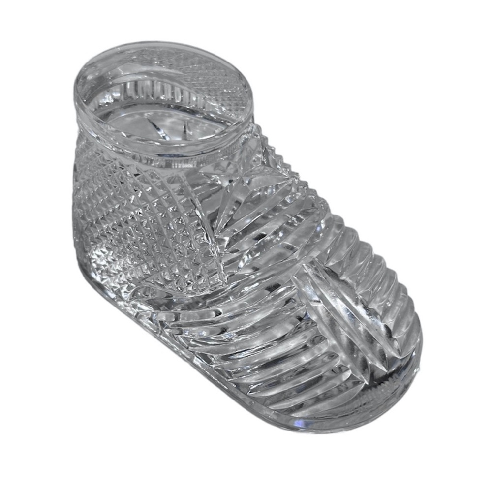 Waterford Nursery of Ireland Crystal Cut Baby Bootie Paperweight Figurine
